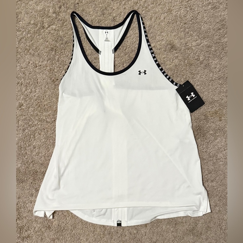 UNDER ARMOUR WHITE TANK TOP UA LOGO SIZE L NWT